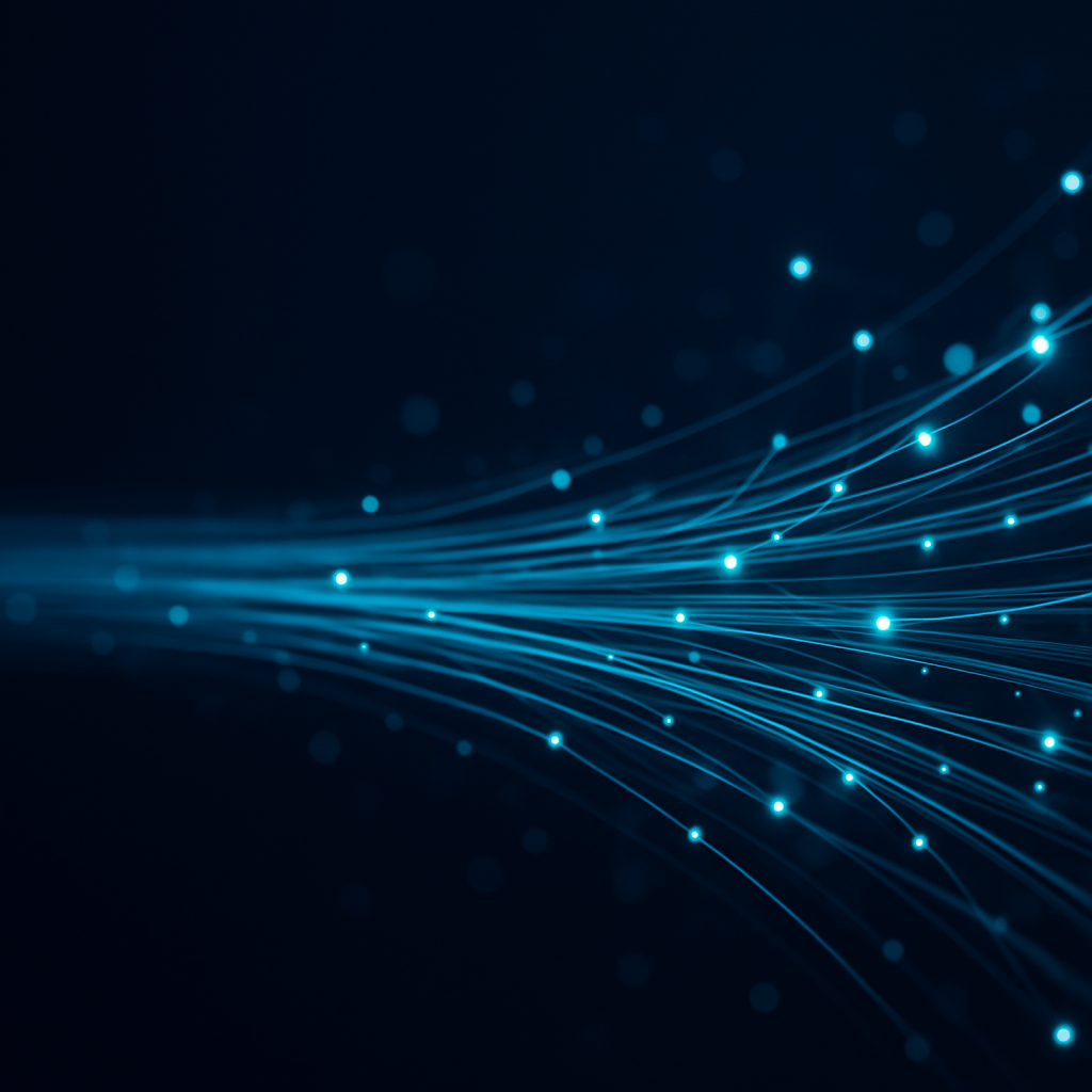 Glasfaser-Netzwerk mit leuchtenden Lichtleitern – B&S ITK GmbH
